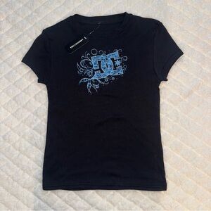 Y2K DC Black and Blue Graphic Baby Tee Shirt